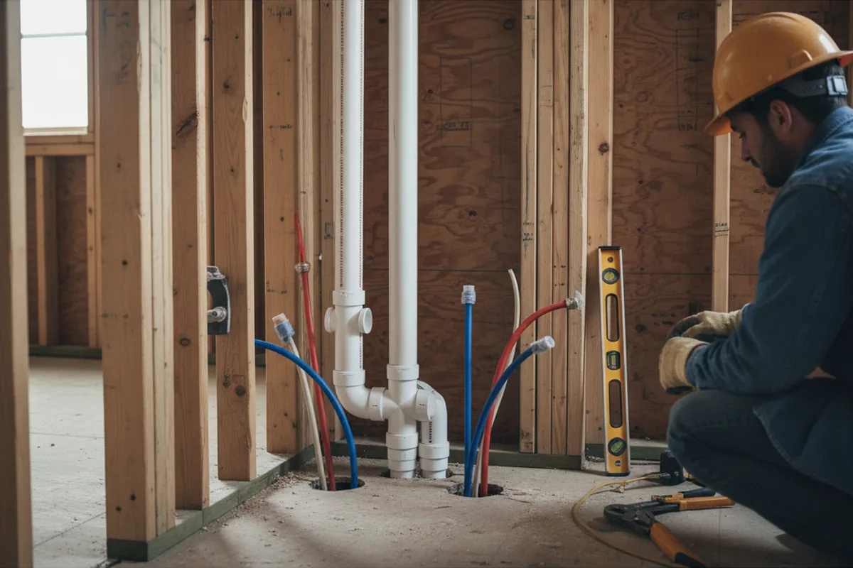 Drain and supply rough-in during Garbage Disposal Repair in Adel