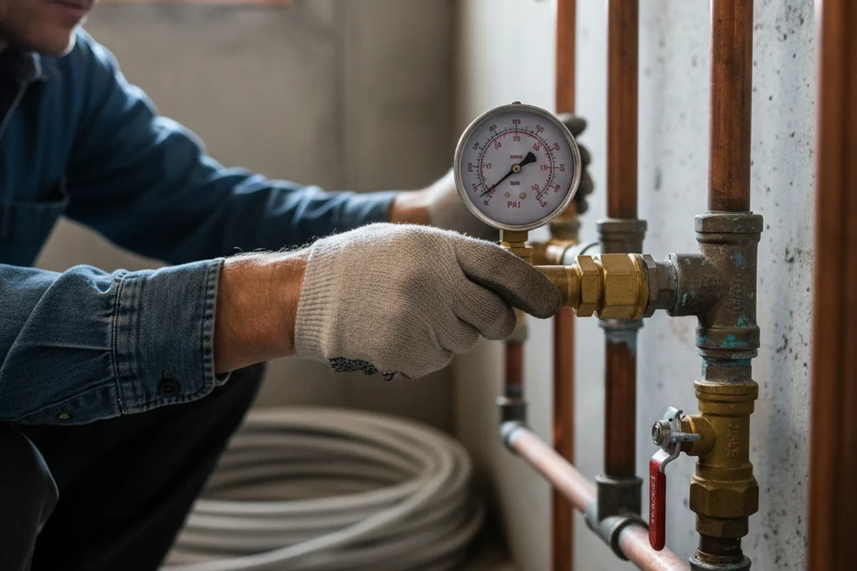 Pressure testing a repaired line during Water Line Repair in Adel