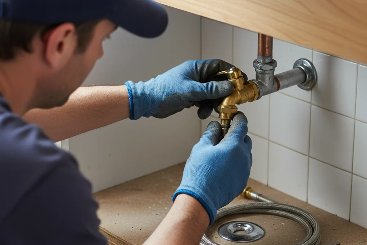 Shutoff valve and fitting work during Burst Pipe Repair in Adel